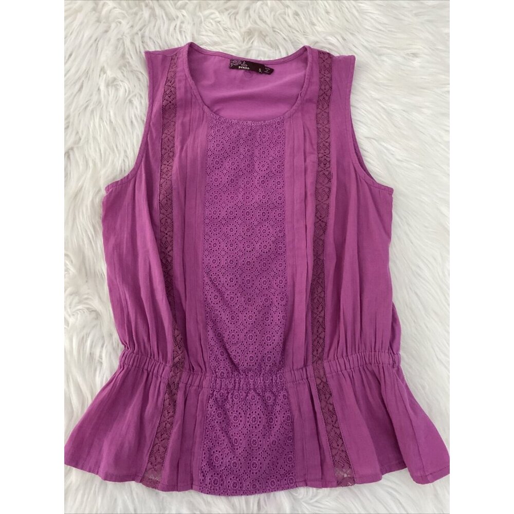 Prana womens purple boho crochet sleeveless top size Small